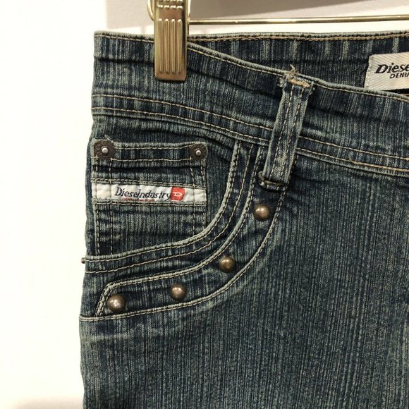 Diesel Industry Womens Jeans Cropped Size 30 28x21 Studded Embroidered - Picture 7 of 12